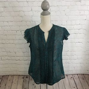 Covington Petite Semi Sheer Button Up Top